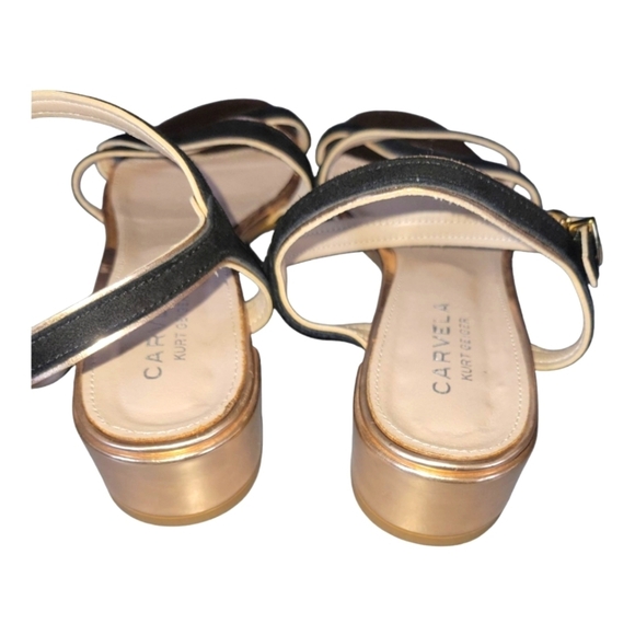 Carvela Kurt Geiger Black and Bronze Rose Gold Ankle Buckle Sandals 38 - Picture 6 of 8